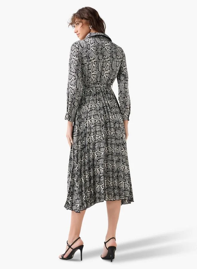 Splash FAV  Midi Satin Wrap Dress with Animal Print for Women | Best Price UAE